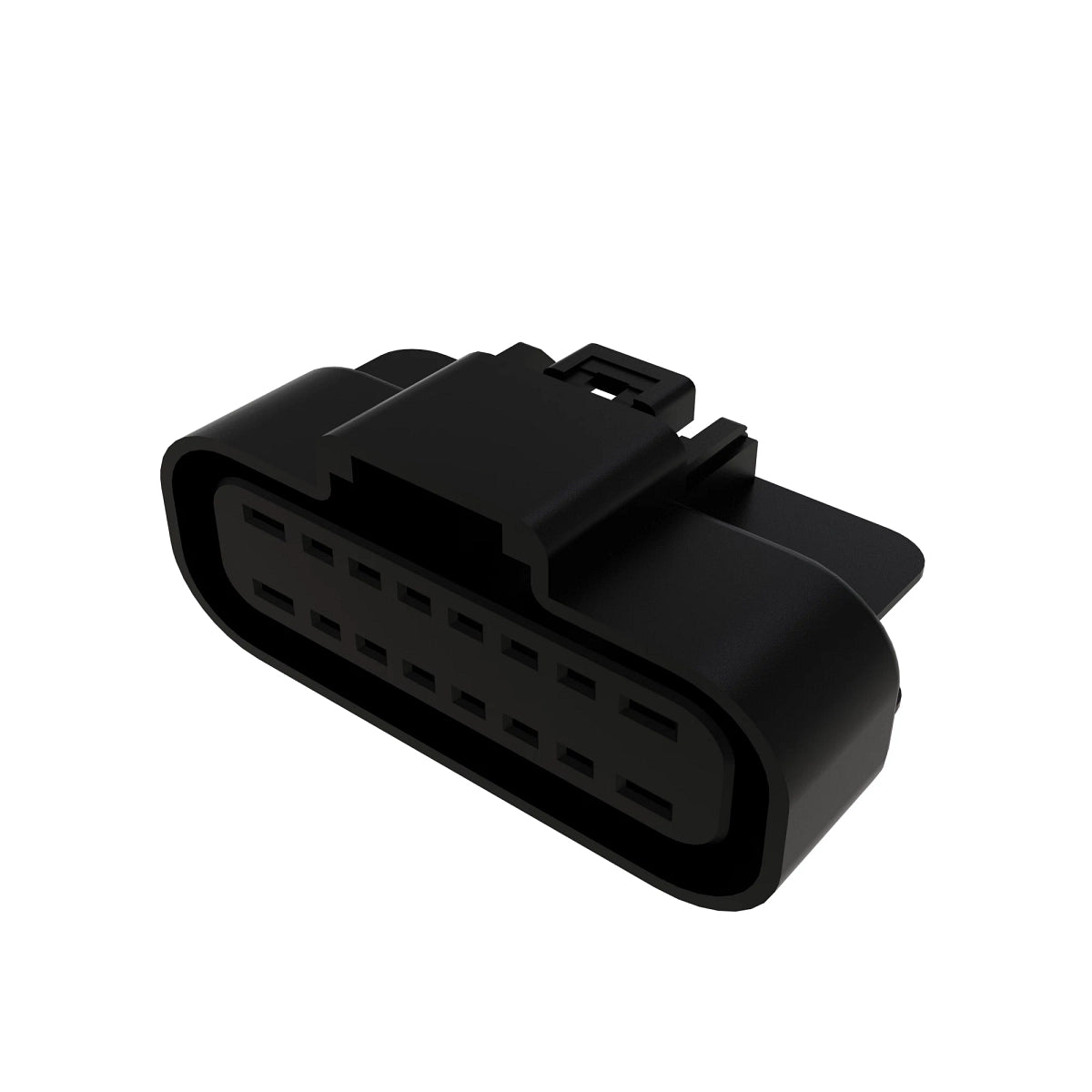 John Deere 57M8279: Black External Electrical Connector Housing, 16 Cavities