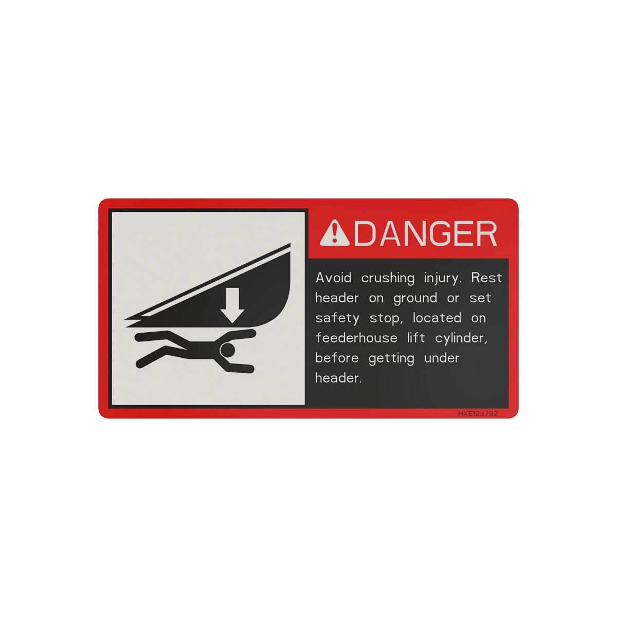 John Deere HXE123792: Danger Sign Label