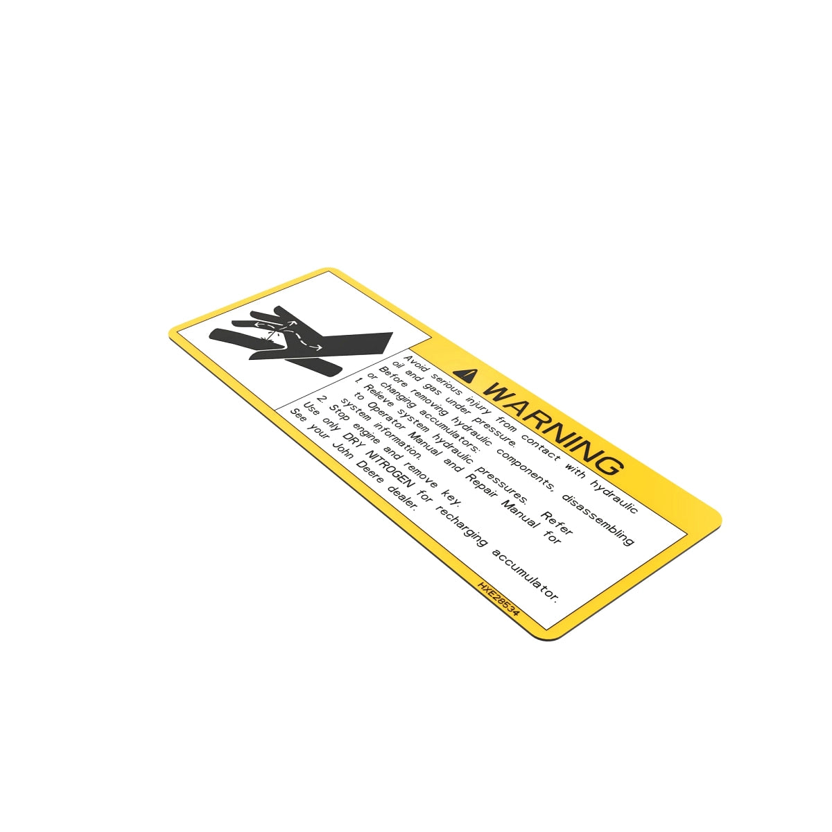 John Deere HXE28534: Hydraulic Label, English