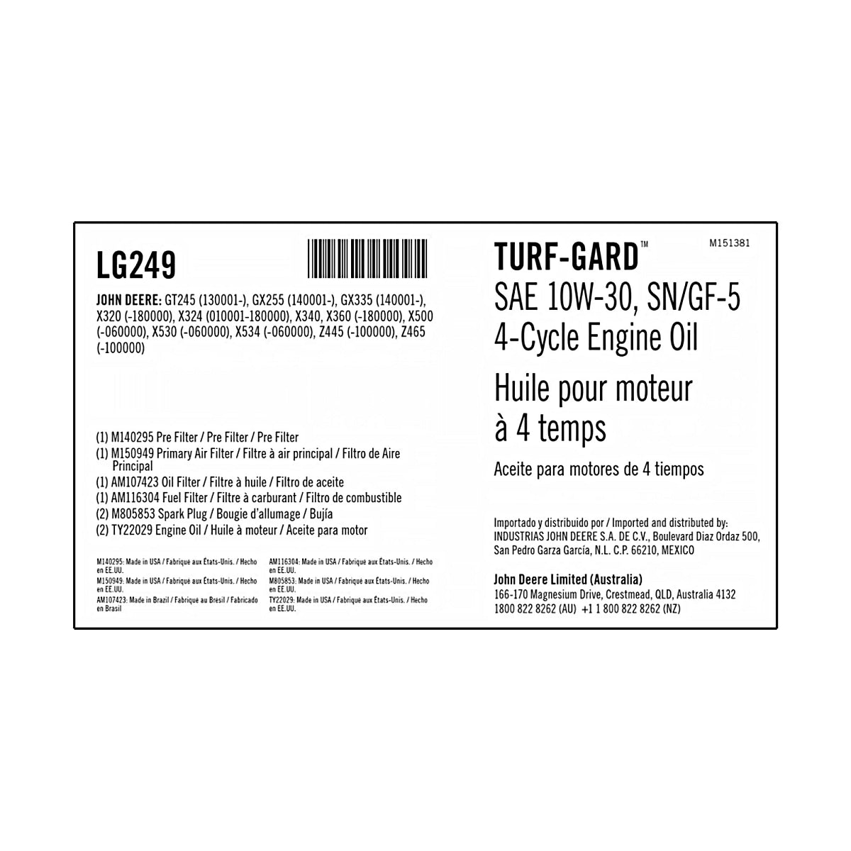 John Deere LG249: Home Maintenance Kit