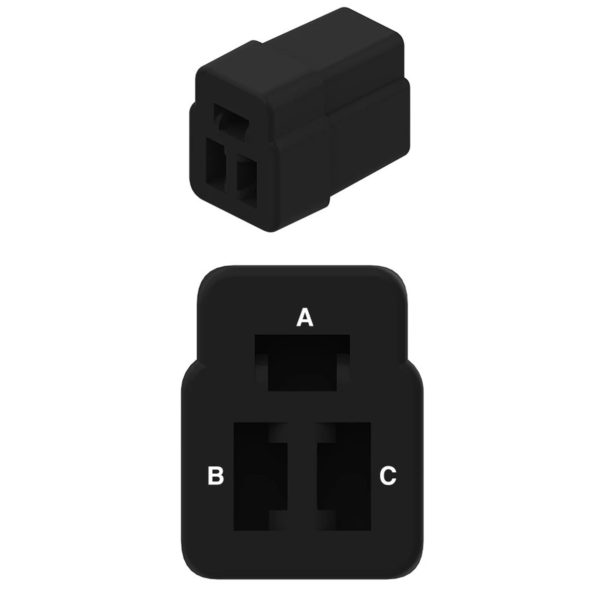 John Deere R77483: Black External Electrical Connector, 3 Cavities