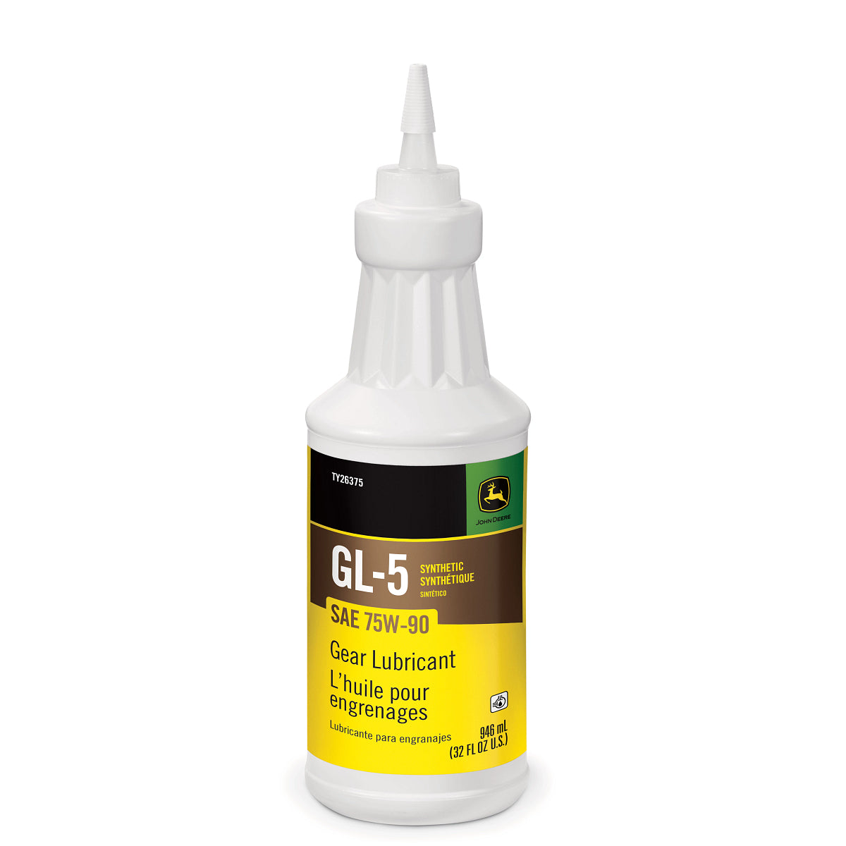 John Deere TY26375: Synthetic Gear Lubricant, SAE 75W-90, API GL-5, 946 ml (32 Fluid Oz)