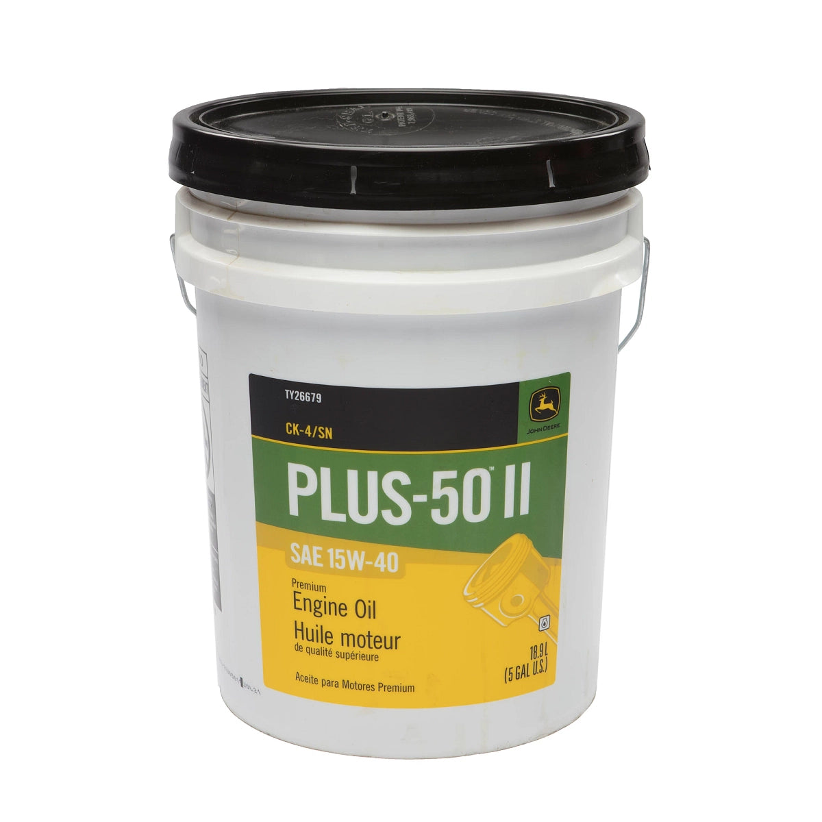 John Deere TY26679: Premium Engine Oil, Plus-50€š¬¾€š II, SAE 15W-40, API CK4/SN, 18.9 Liter (5 Gallon)
