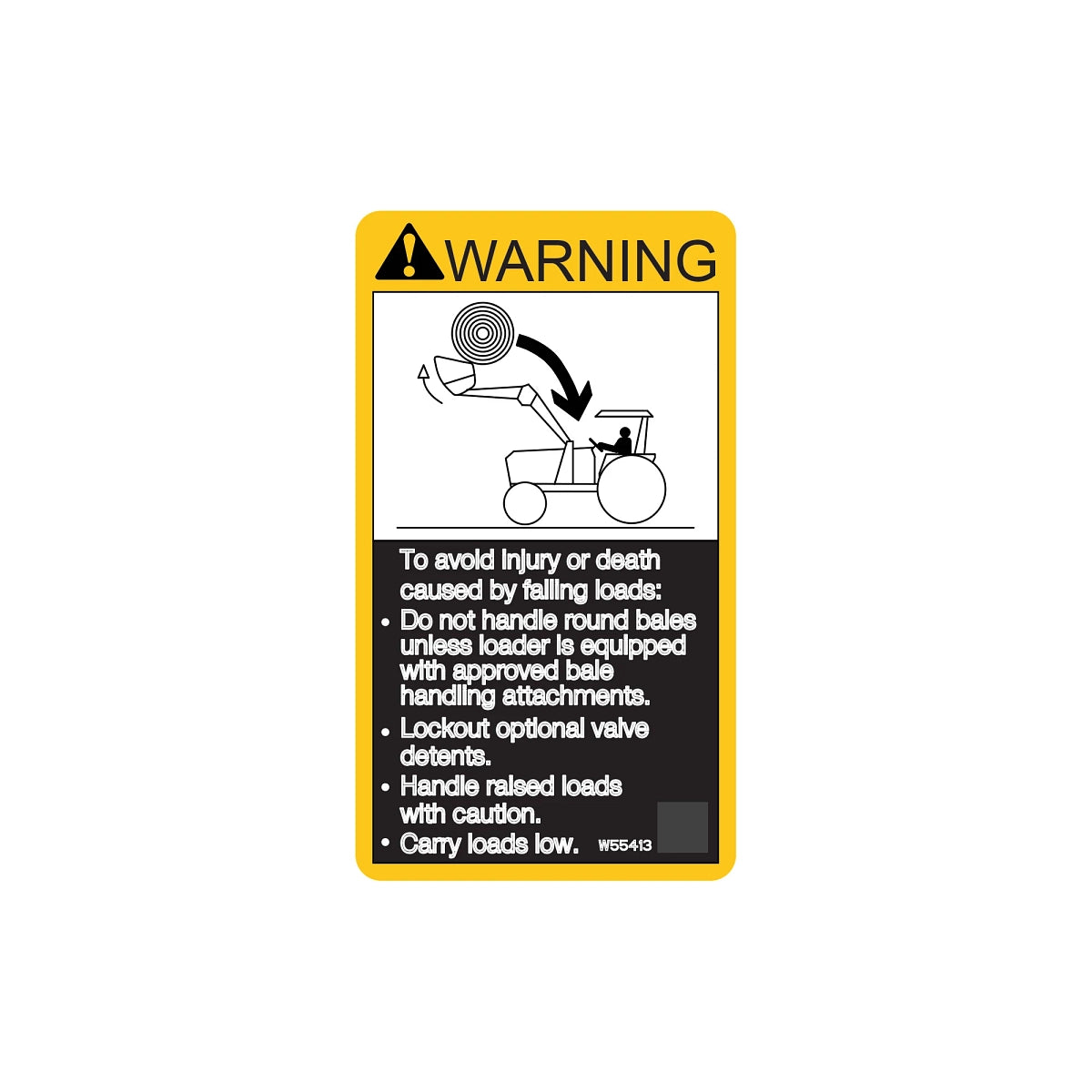 John Deere W55413: Load Handling Warning Label