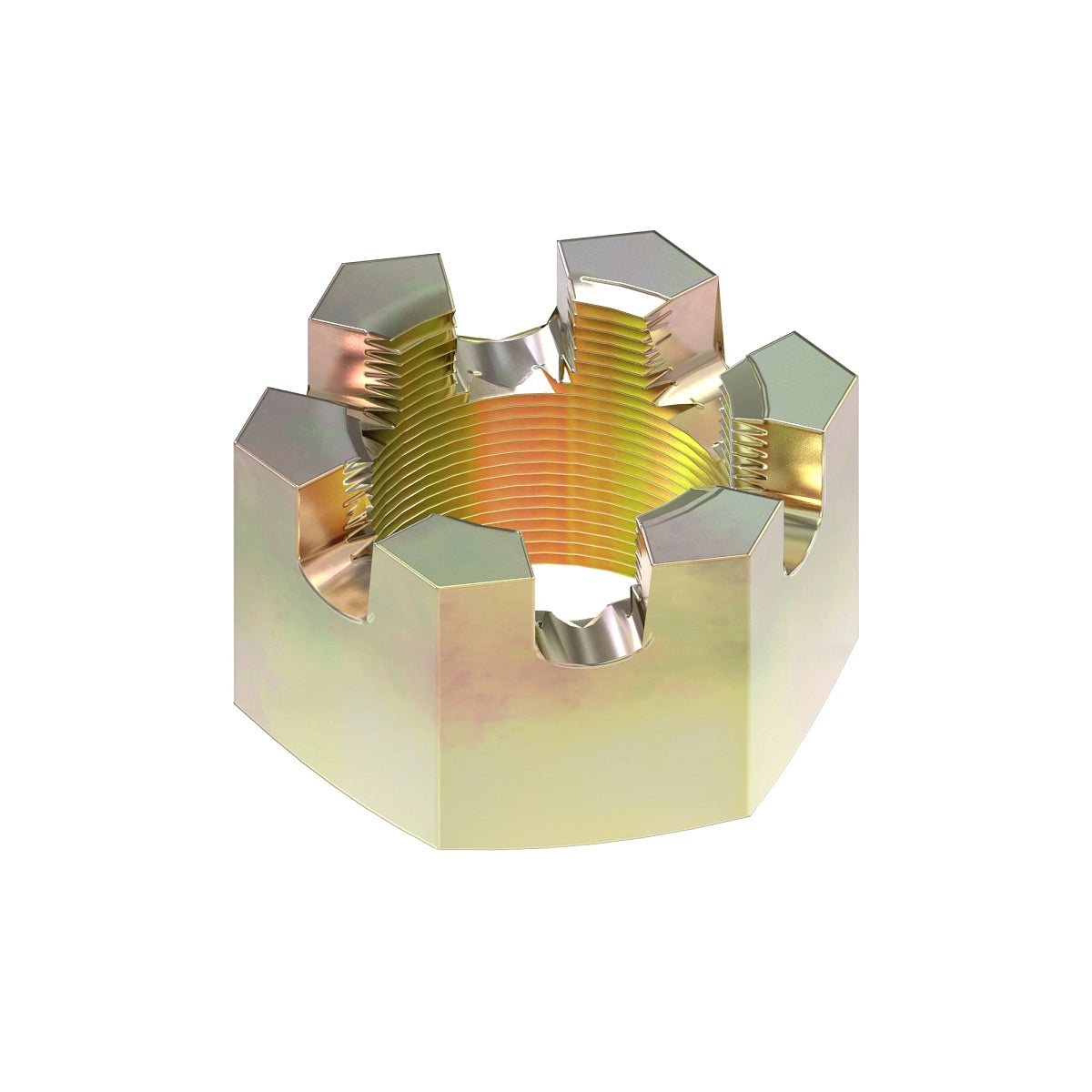 John Deere 14H848: Hexagonal Slotted Nut, 1-1/8"