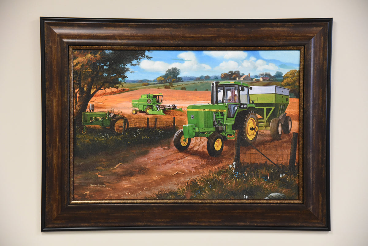 "Deere Harvest" Framed Canvas Print