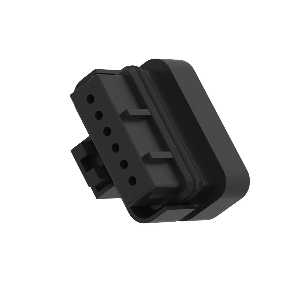 John Deere 57M13011:  Black External Electrical Connector Housing, 6 Cavities