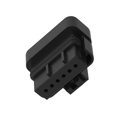 John Deere 57M13011: Black External Electrical Connector Housing, 6 Cavities
