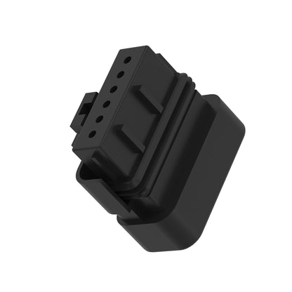 John Deere 57M13011: Black External Electrical Connector Housing, 6 Cavities