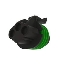 John Deere 57M7343: Gray External Electrical Connector Housing, 3 Cavities