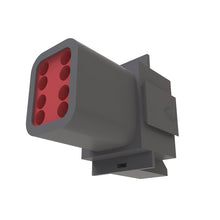 John Deere 57M7631:  Gray External Electrical Connector Housing, 8 Cavities