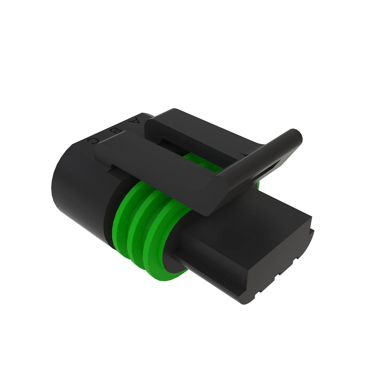 John Deere 57M8155: Black External Electrical Connector Housing, 3 Cavities