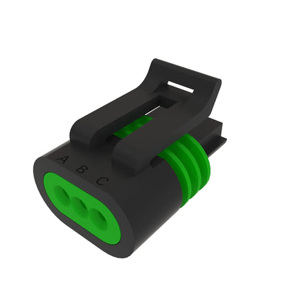 John Deere 57M8155: Black External Electrical Connector Housing, 3 Cavities