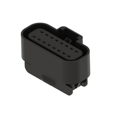 John Deere 57M8484: Black External Electrical Connector Housing, 16 Cavities