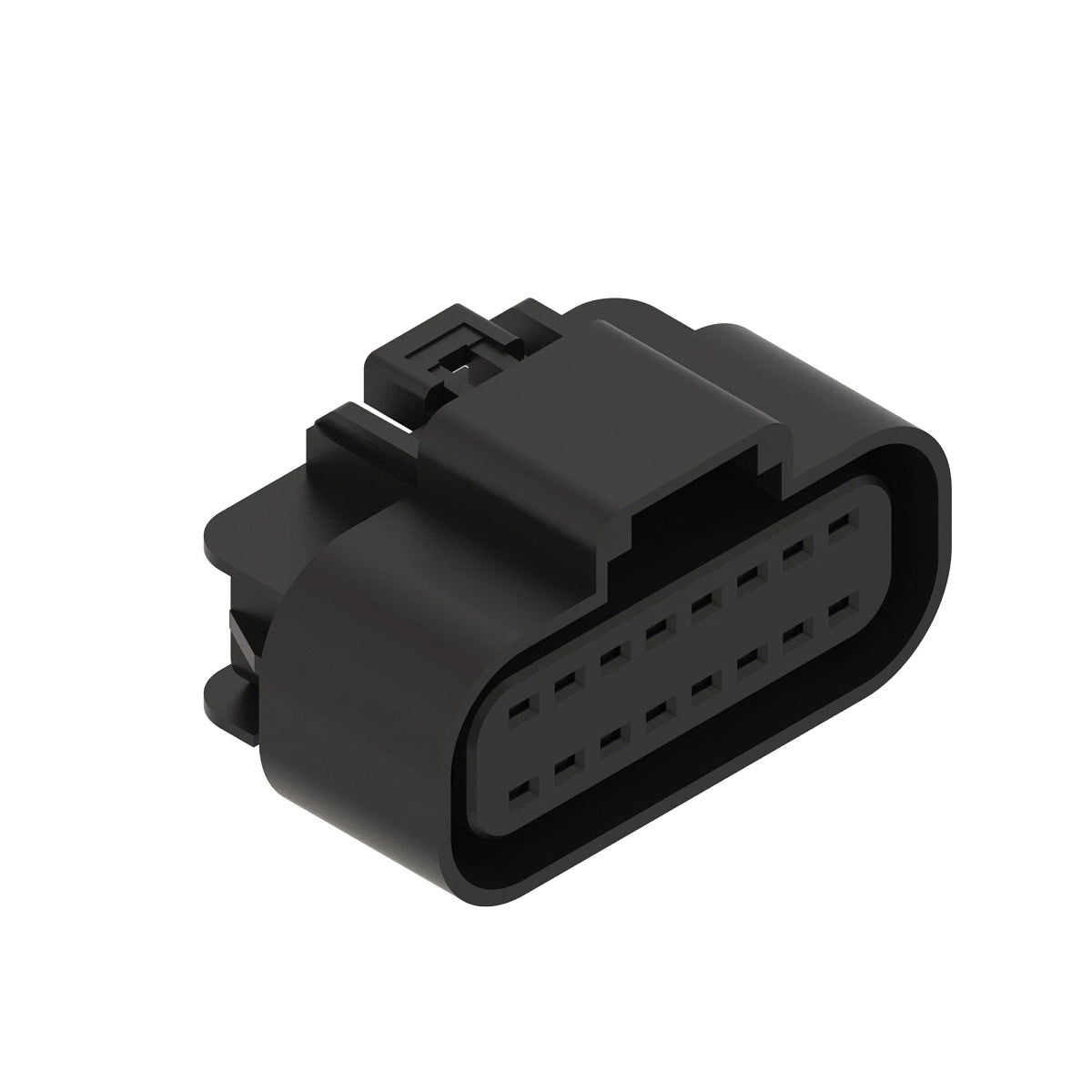 John Deere 57M8484: Black External Electrical Connector Housing, 16 Cavities