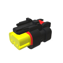 John Deere 57M9782: Yellow Electrical Connector Housing, 3 Cavities
