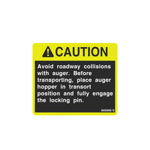 John Deere A63565: Caution Auger Hopper Label