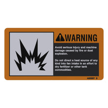 John Deere A65587: Safety Sign, Fan Inlet Burner Warning