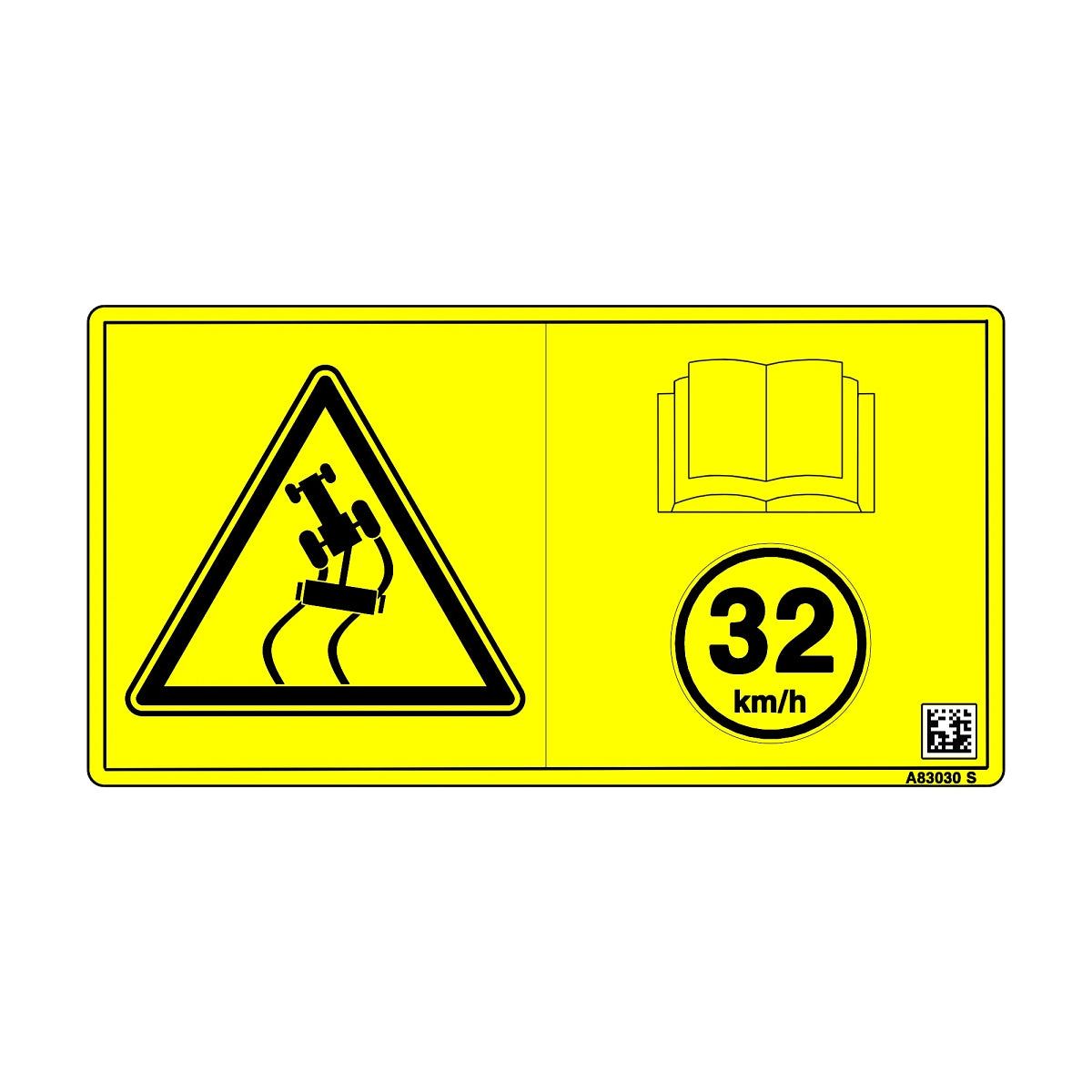 John Deere A83030: Max Transport Speed 32 Text Free Label