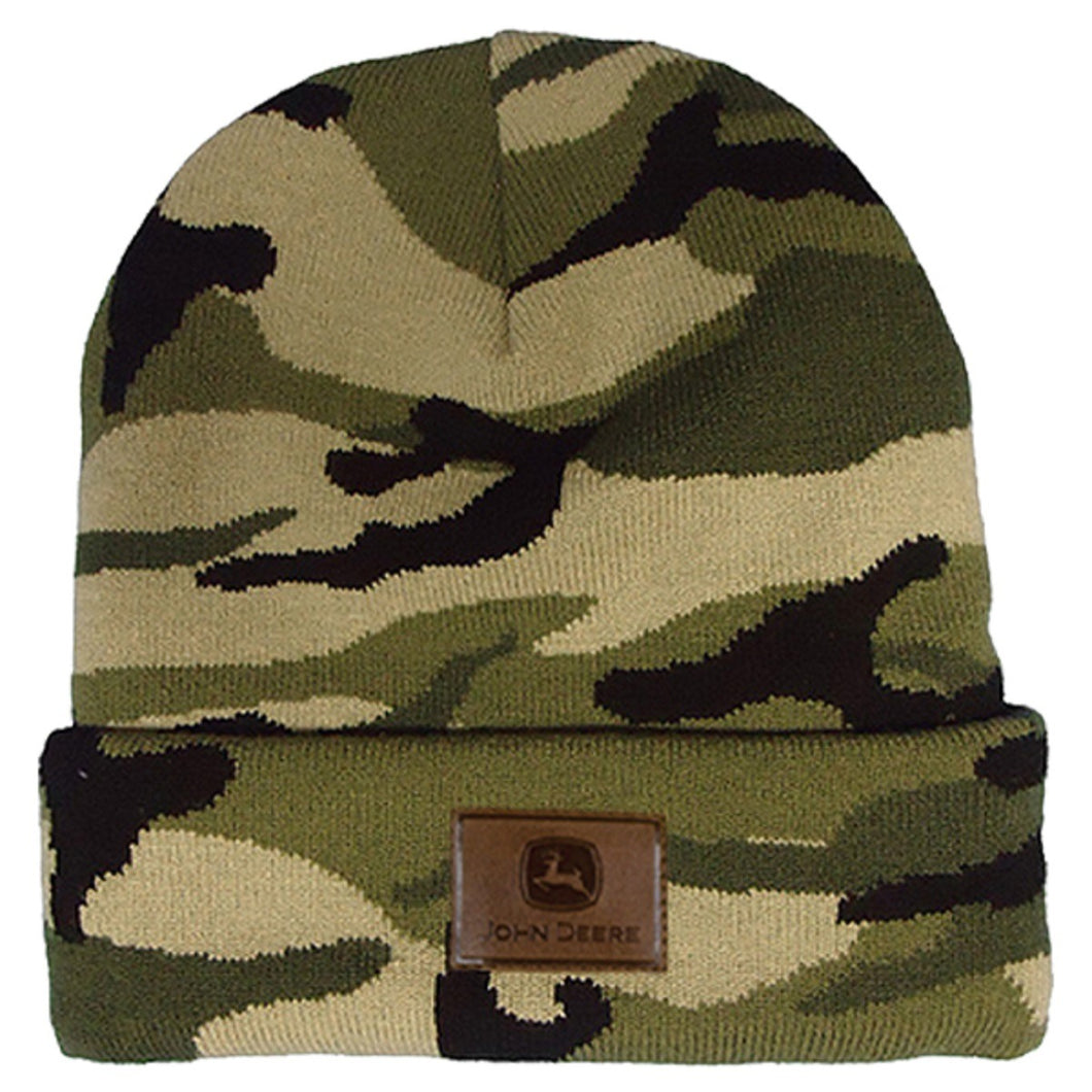Knit Beanie with Leather Patch
