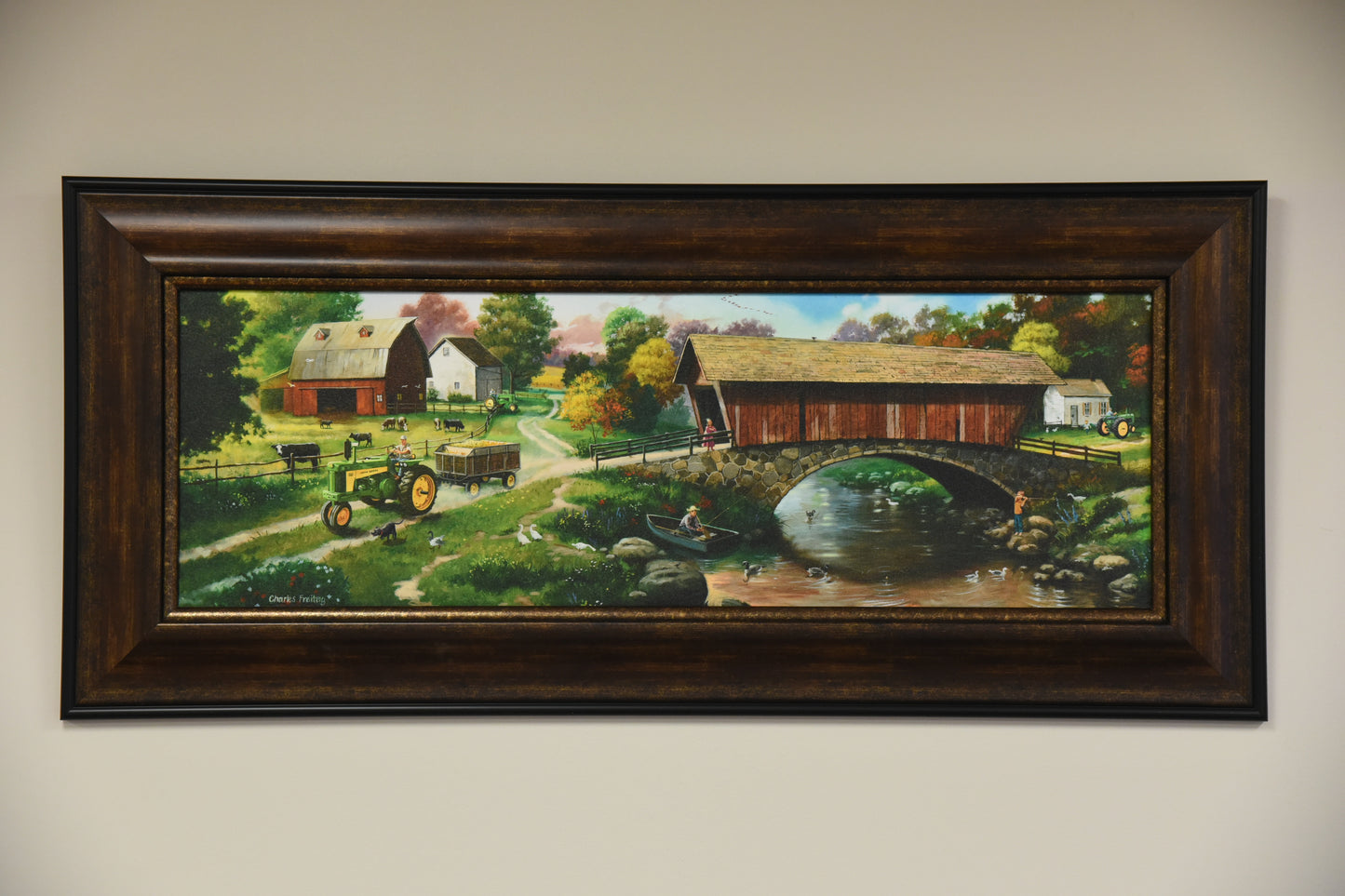 "Old Time John Deere" Framed Canvas Print