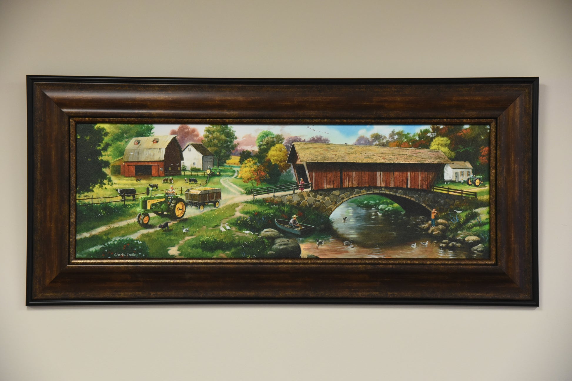 "Old Time John Deere" Framed Canvas Print