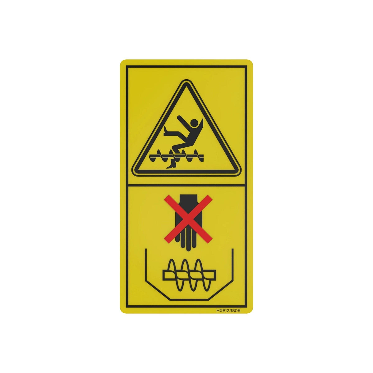 John Deere HXE123805: Grain Tank Auger Avoid Entry Warning Label