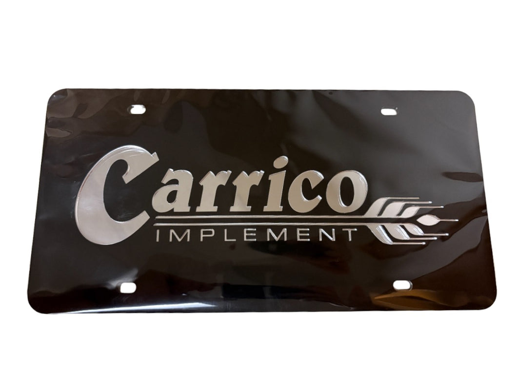 Black Acrylic Carrico Implement License Plate