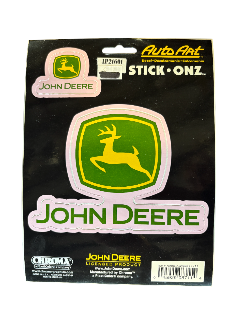 John Deere Sticker - Pink Border