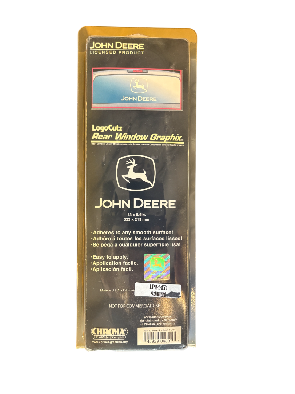 John Deere White Rear Window Sticker