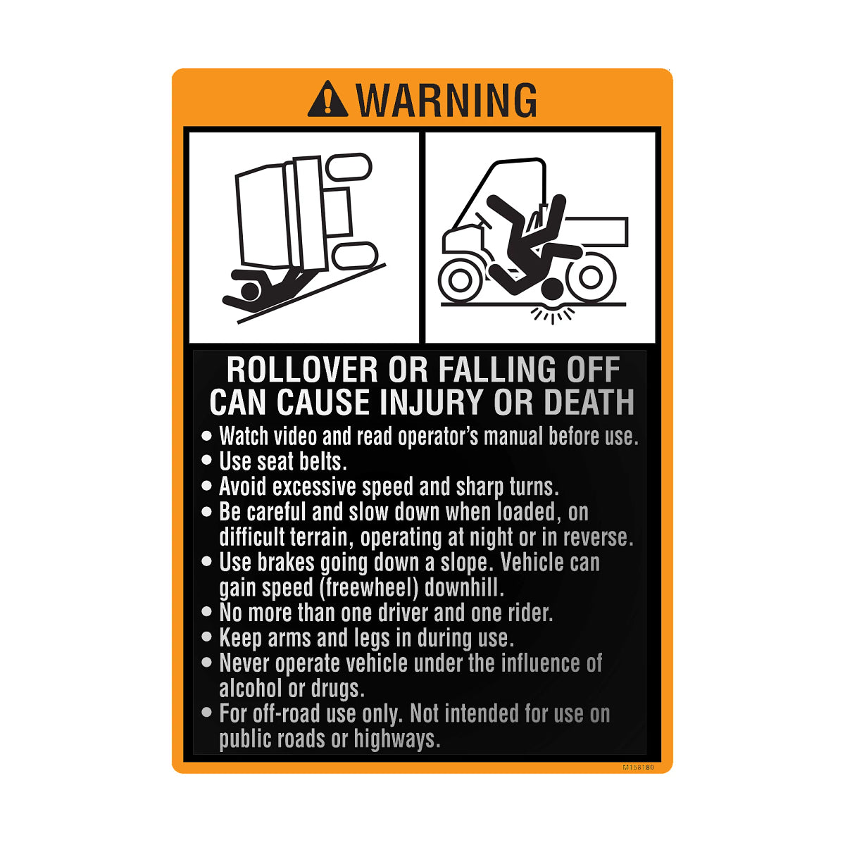 John Deere M158180: Warning Label