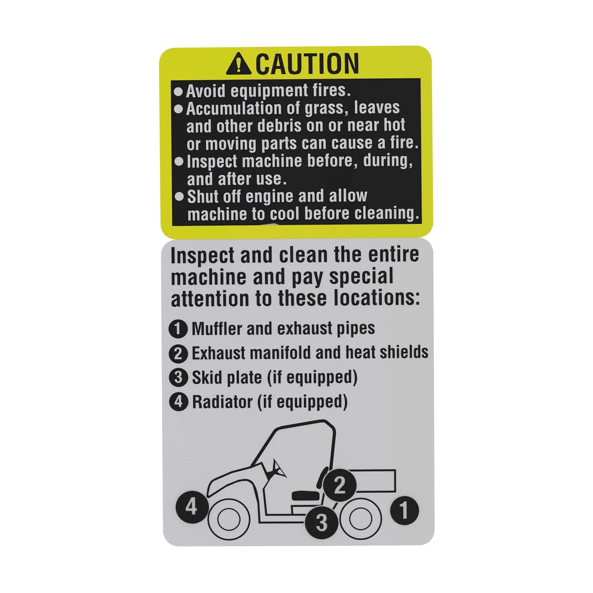 John Deere M165798: Cleaning Label