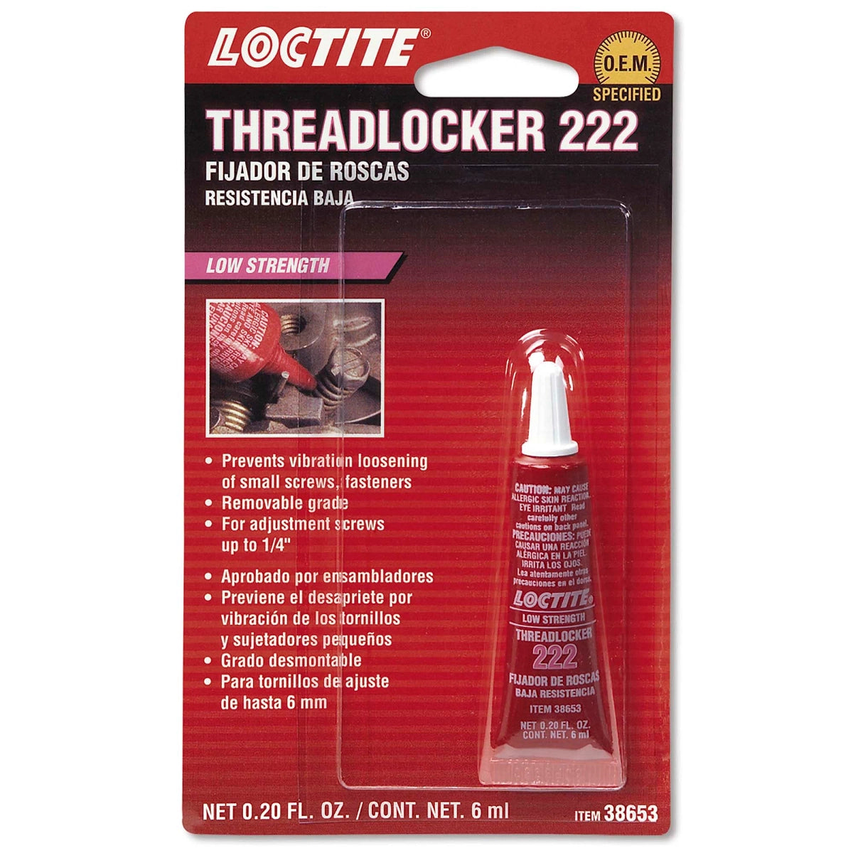 John Deere PM38653:  LOCTITE Threadlocker 222€š Purple Low Strength Adhesive, 6 ml (0.20 Fluid Oz) Tube