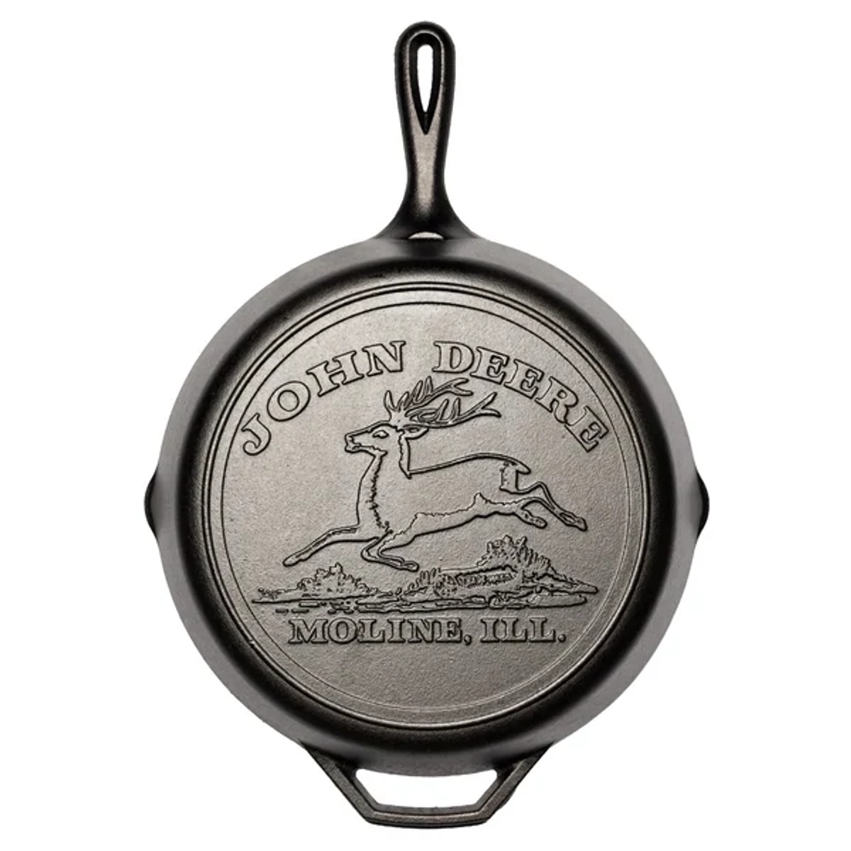 John Deere LP90519: 12-inch Cast Iron Lodge Skillet with Vintage Logo