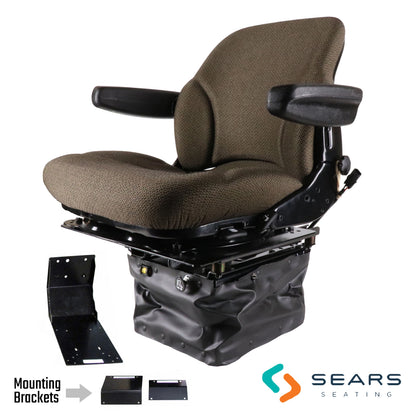 SR8301440: Sears Mid Back Seat for John Deere 30 - 55 Late Series, Brown Fabric w/ Air Suspension