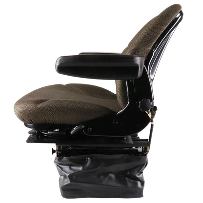 SR8301440: Sears Mid Back Seat for John Deere 30 - 55 Late Series, Brown Fabric w/ Air Suspension