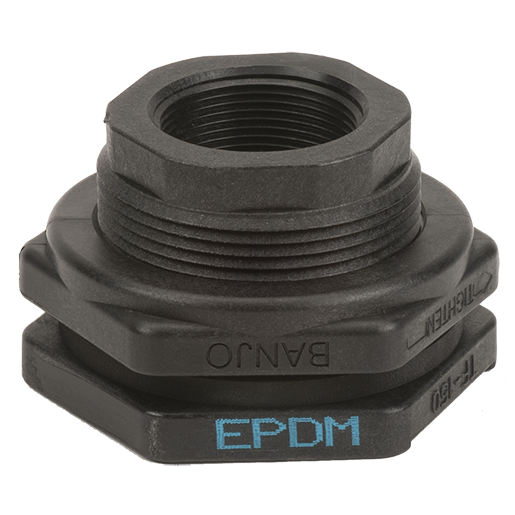 Banjo TF150: 1 1/2" Poly Bulkhead Tank Fitting with EPDM Gasket
