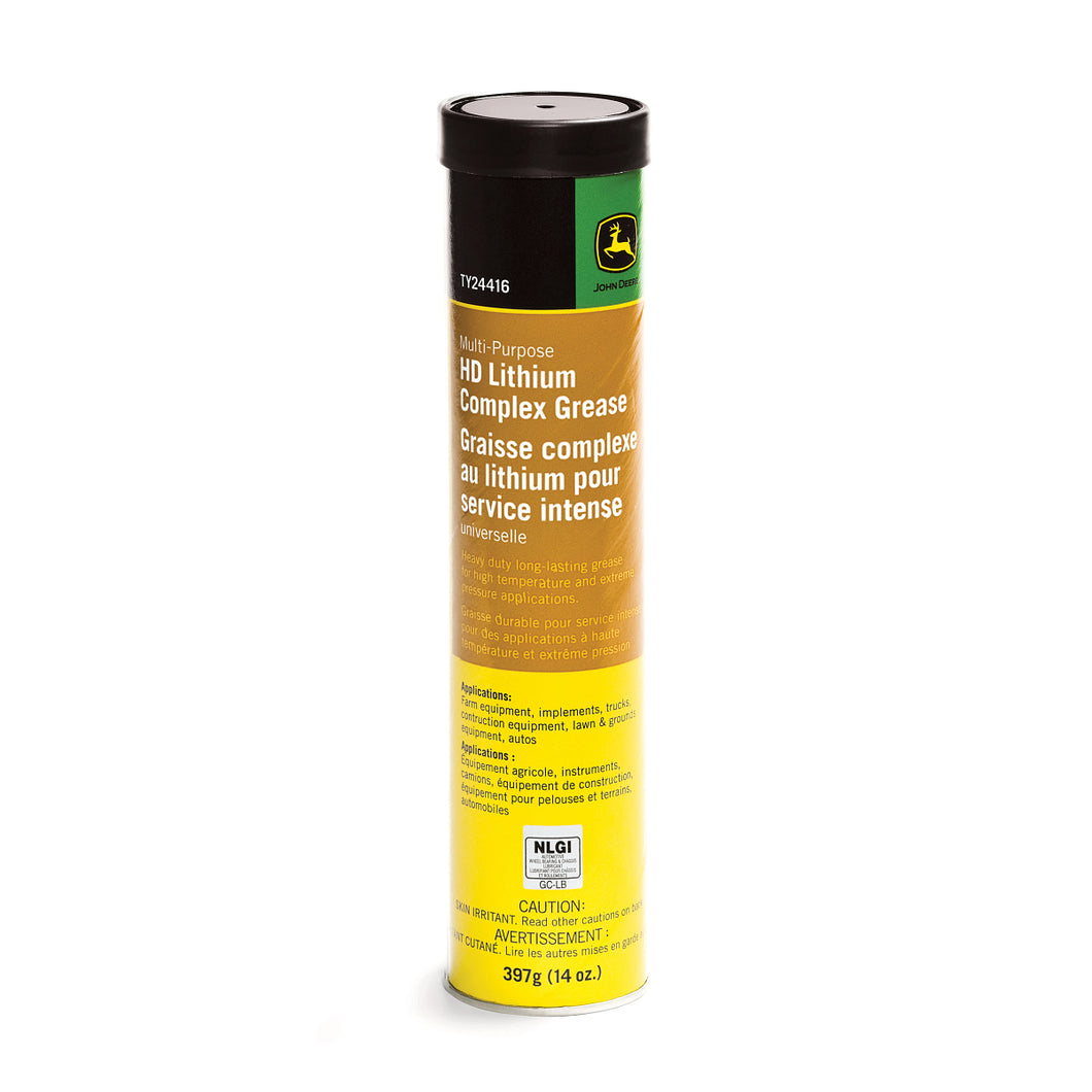 John Deere TY24416: Multi-Purpose Heavy-Duty (HD) Lithium Complex Grease, 397 gram (14 Oz) Cartridge