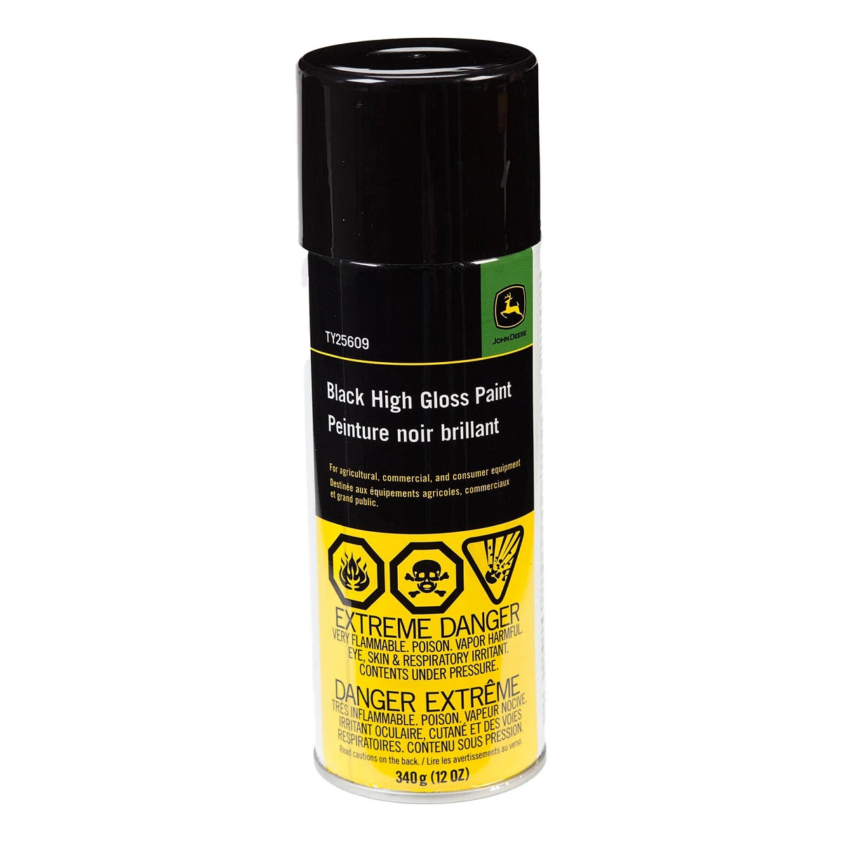 John Deere TY25609:  Ag and Turf Black High Gloss Spray Paint, 340 gram (12 Oz) Aerosol
