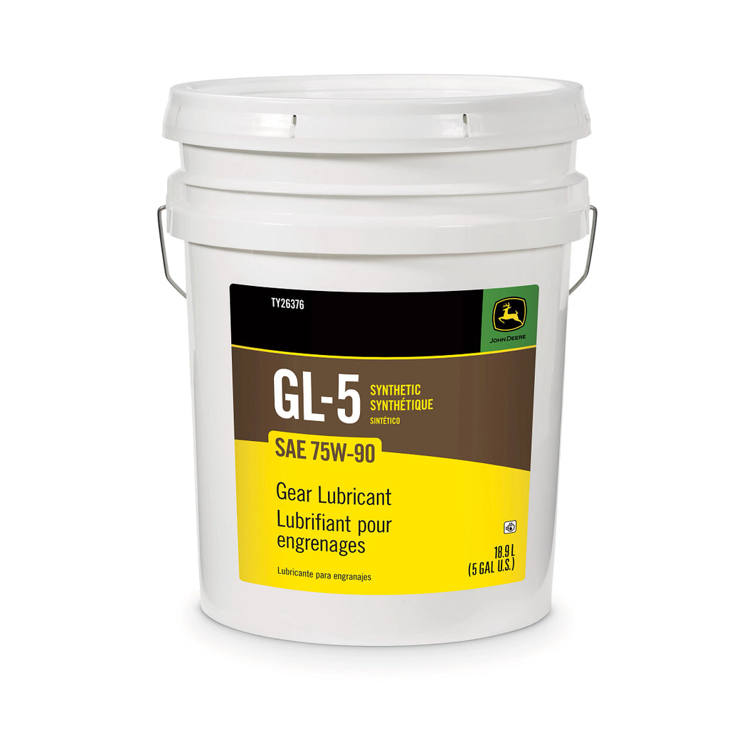 John Deere TY26376: Synthetic Gear Lubricant, SAE 75W-90, API GL-5, 18.9 Liter (5 Gallon)