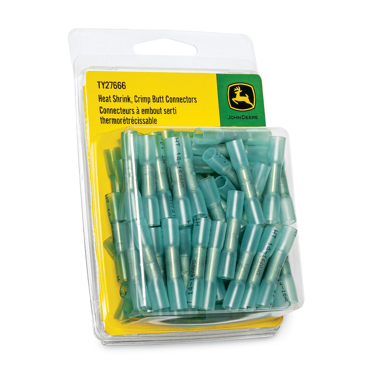 John Deere TY27666: 16-14 AWG Heat Shrink, Crimp Butt Connectors (Pack of 75)