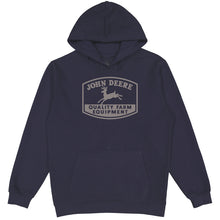 John Deere Mens Navy Moline Vintage Trademark Fleece Hoodie
