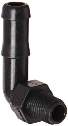 Banjo HB025/050-90: 90Â° Hose Barb Fitting - 1/4" MPT x 1/2" Hose Barb