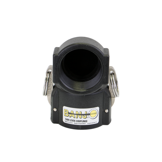 Banjo 200D90: 2" 90° Female Coupler X 2" Female Thread Poly Cam Lever Coupling