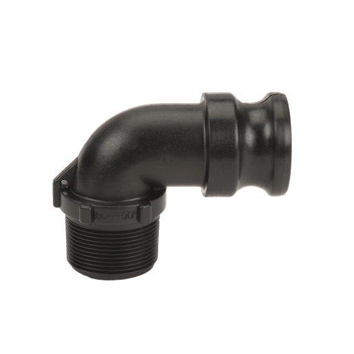 Banjo 150F90: 1 1/2" 90Â° Male Adapter X 1 1/2" Male Thread Poly Cam Lever Coupling