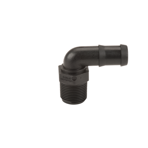 Banjo HB075-90:  3/4" Male Thread X  3/4" 90Â° Hose Barb